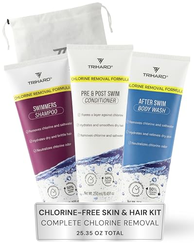 Complete Chlorine Removal Bundle By TRIHARD | Shampoo, Conditioner, Body Wash | Ultimate Pre & Post Swim Care