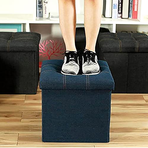 Ottoman pliant en tissu 76x38x38cm comme coffre de rangement