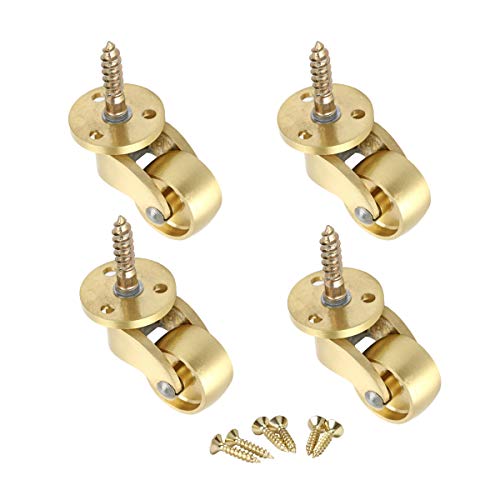 RZDEAL 4PCS Universal Caster Stem 360 Degree Rotation Brass Heavy Wheel Hardware Movable for Trunk Box Furniture Cabinet Sofa Trolley Chairs Bed