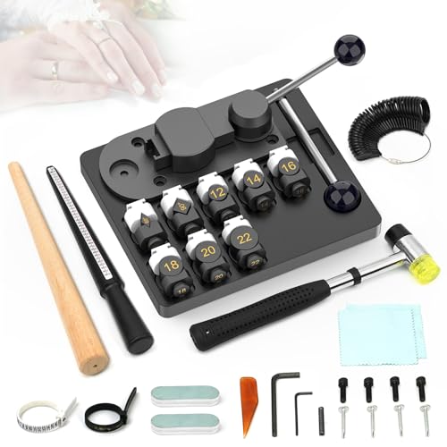 JAZORR Ring Bender Tool Ring Bending Tool, Spoon Ring Maker Machine Jewelry Making Kit with Nylon Dies Earring Ring Bender Machine Sizer Measuring Tool Multi-Functional Jewelry Tool