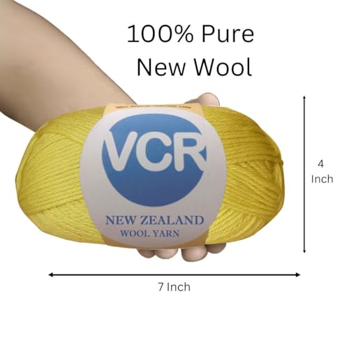 Image of VCR Royal Yellow Chunky Wool Yarn, 100 Grams, Hank, 196 Meters, 100% New Zealand Wool Knitting Yarn, Soft Crosia Thread Suitable for Baby Blankets & Booties Pack of 1
