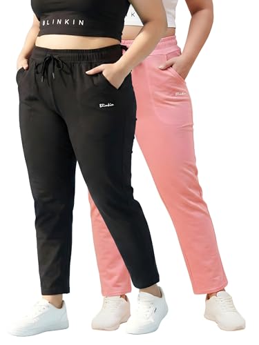 Image of BLINKIN Ankle Length Plus Size Cotton Track Pant for Woman | Ultimate Summer Lowers & Pajama for Women Pack of 2 (combo-plus-86)