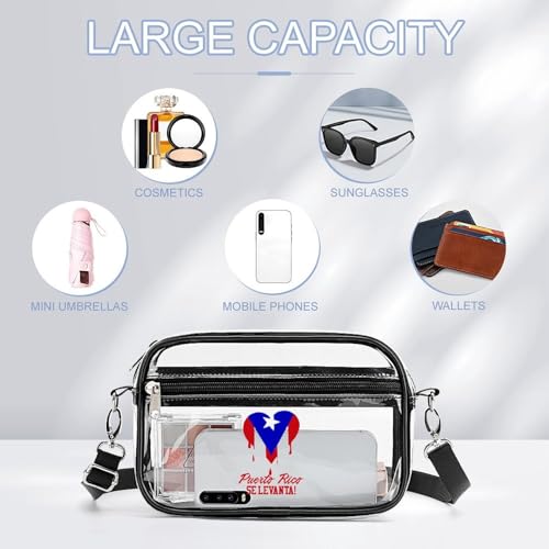 Puerto Rico Se Levanta Clear Stadium Bag Clear Mini Messenger Bags with 2 Compartments Crossbody Bag3