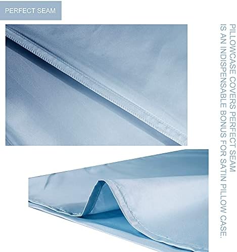 LorXun Satin Pillowcase for Hair and Skin, 2 Pack Blue Silky Pillowcases, Soft Breathable Smooth Silk Pillow Cases with Envelope Closure (Blue, Standard 20"x26" 2Pcs)