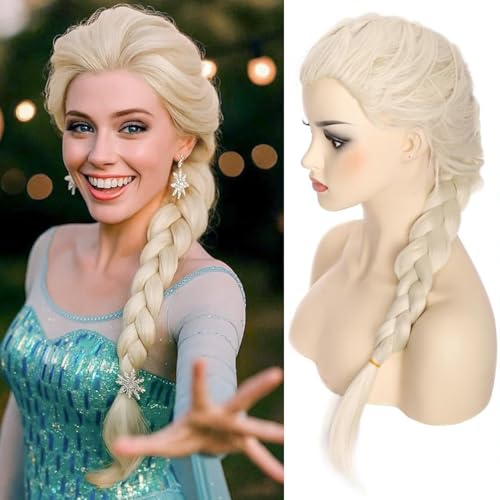 YEESHEDO Elsa Perruque tressée pour femme princesse blonde pour costume cosplay Halloween