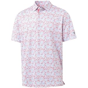 M MAELREG Mens Golf Shirt Short Sleeve Dry Fit Print Moisture Wicking Performance Patterns Collared Polo Shirt