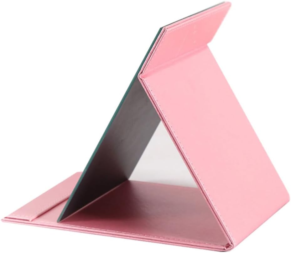 PU Leather Foldable Makeup Mirror Desktop Mirror Large Pink