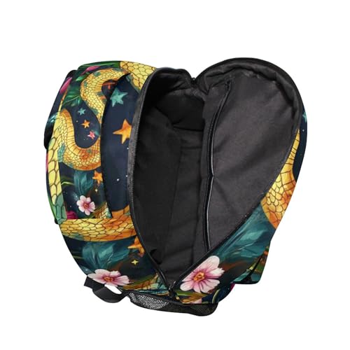 Snakes Flowers Colorful Backpack Laptop Tablet Travel School Bag with Name Tag for Boys Girls Teens4