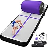 空気注入式 エア体操マット トレーニングマット 10フィート ローラー 40x23.6インチ 電動エアポンプ付き 家庭用 チアリーディング アウトドア トレーニング パーク ヨガ ウォーター ビーチ (パープル)