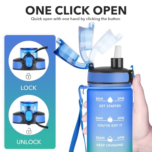 Image of Enerbone 24 oz Water Bottle, Leakproof BPA & Toxic Free, Motivational Water Bottle with Times to Drink and Straw, Fitness Sports Water Bottle with Strap for Office, Gym, Outdoor Sports