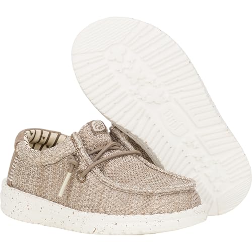 Image of HEYDUDE Boy's Youth Wally Stretch Sox Slip On Shoe, Irish Cream /Egret Size