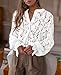 PRETTYGARDEN Women's Dressy Casual Lace Blouse Long Sleeve Button Up Shirts Tops Spring Fall Fashion Clothes (White,Medium)