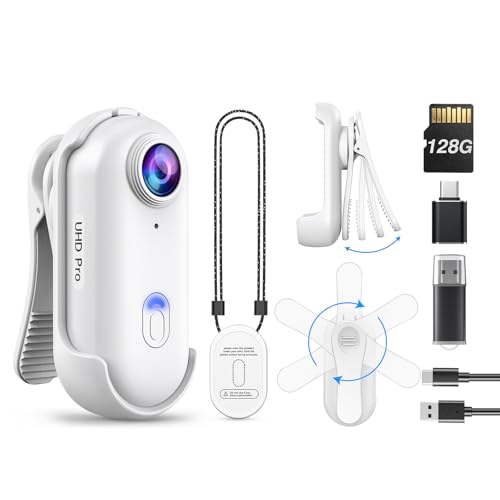 BOBLOV W4 4K Mini Body Camera, Wearable 127GB Camera with 360