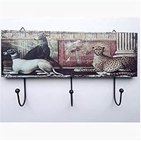 WLLLO Retro Room Coat Hook Wall-Mounted Personality Hanging Iron Art-Leopard