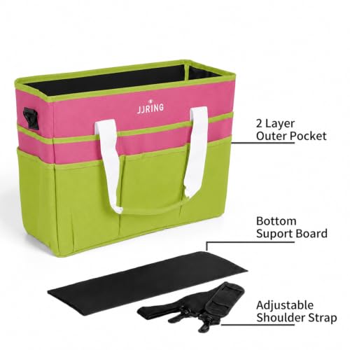 Image of JJRING Craft Organizer Tote Bag Large Art Storage Caddy Bright Green&Red