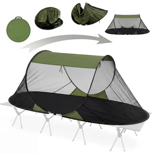 Image of Pop up Mosquito Tent for Camping, 86.6 x 41 x 35 Inch Bug Net Tent with Instant Automatic Setup, Lightweight Portable Screen Net Fits Most Camping Cot for Outdoor Hiking Travel(Army Green)