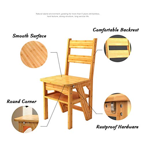Escabeau robuste en bambou avec double usage marchepied pliant - 5