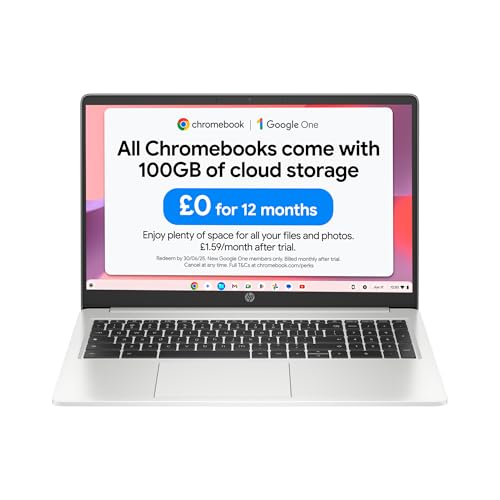 HP Chromebook 15.6| Intel Celeron N4500 Processor|4 GB RAM | 64 GB eMMC |Intel UHD Graphics | HD 16:9 Display | Up to 11hrs battery | Chrome OS | Dual Speakers | Mineral Silver| 15a-na0002sa