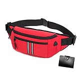 Riñonera para hombre y mujer, riñonera para exteriores, grande, deporte, impermeable, para correr, bolso de hombro, cinturón de dinero, regalo para tarjetas de crédito, Rojo-impermeable, talla única