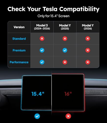 Image of for Tesla Model 3 & 2025 Model Y Screen Protector, 15.4 inch, Matte | For Model 3(2024~2026) /Model Y Premium(2025) Accessories, No Glare & Fingerprint, Tempered Glass Protector with Alignment Kit