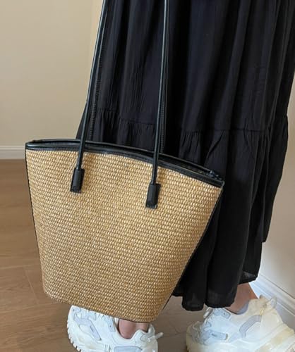 Rungion Womens Straw Beach Bags Large Woven Bucket Tote Purse Casual Straw Shoulder Bag Top Handle Handbags for Daily Use2