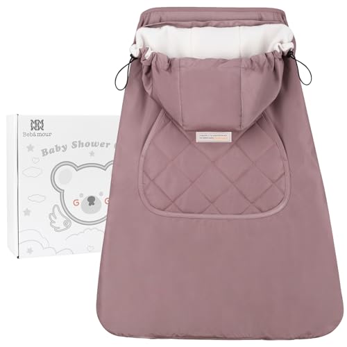 Bebear Funda de Invierno para Mochila Porta Bebé Cálida Sudadera Universal con Capucha Funda para Mochila Porta Bebé para Todas las Estaciones(Dark Pink)