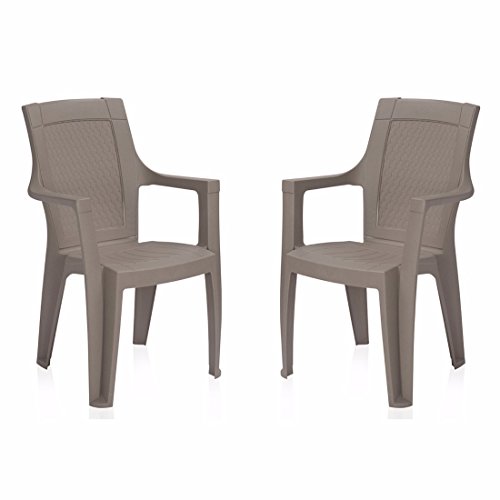 Image of Nilkamal ROSA Plastic Mid Back with Arm Chair | Chairs for Home| Dining Room| Bedroom| Kitchen| Living Room| Office - Outdoor - Garden | Dust Free |100% Polypropylene Stackable Chairs | Set of 2