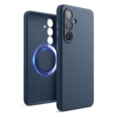 Image of elago Premium Magnetic Silicone Case for Galaxy S26 Plus | Compatible with MagSafe Accessories, Protective Cover, Shockproof, Slim, Anti-Scratch Soft Microfiber Lining (Jean Indigo)