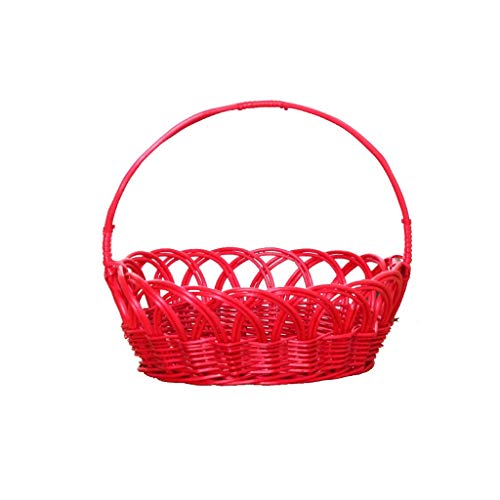 Egg Baskets Handmade Wicker Picnic Basket Hampers for Food Storage Bread Bins (Color : Red, Size : 44×34×16cm)
