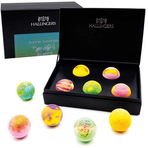 Hallingers Luxury Bath Bombs – Green – Juego de 5 bombas de baño con cinco bombas de baño, listo y empaquetado como regalo (juego) – Regalo del Día de la Madre e ideas de regalo para el Día del Padre