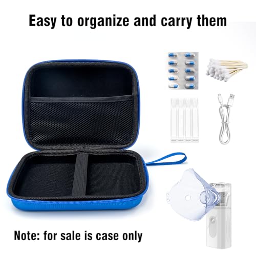 Image of Protective Carrying Case for Portable Nebulizer, Travel Medical Bag with Hard Shell for Inhaler Spacer, Masks, Asthma Accessories Emergency Medicine Storage Bag for Kids and Adults (Blue)