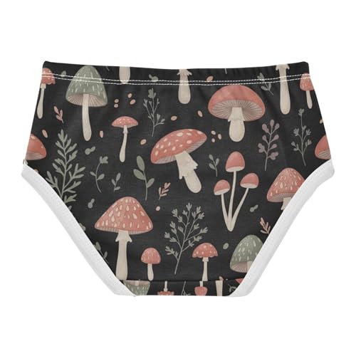 Whimsical Mushrooms Girl Underwear, Toddler Briefs, Girls Underwear Cotton, 2–8 Years2