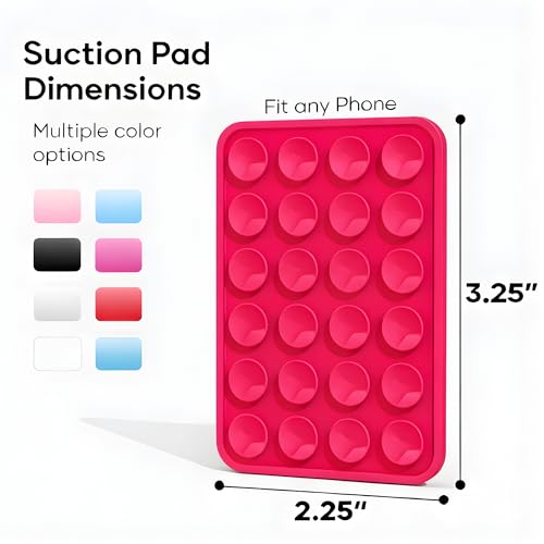 Image of SUCKY Silicone Suction Phone Case Adhesive Octo Cup Buddy Mount - Anti-Slip Holder, Hands-Free Phone Accessory for iPhone & Android - Sticky Grip for Selfies, Videos - Hot Pink