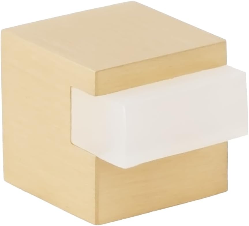 EVI Herrajes | Floor Door Stop - Square Design | 20x20 mm | Matte Brass - White Rubber | Adhesive Mounting| I-197/20