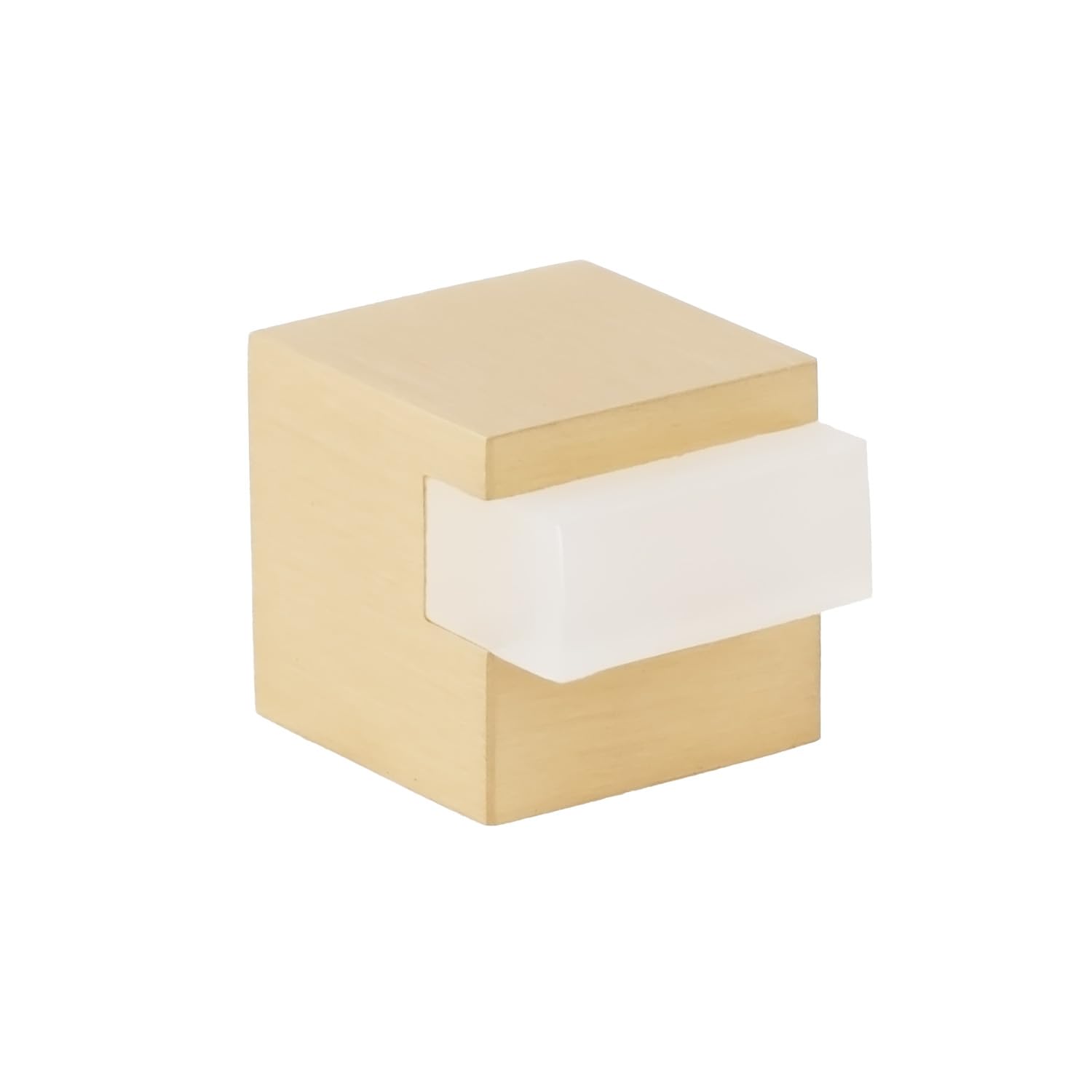 EVI Herrajes | Floor Door Stop - Square Design | 20x20 mm | Matte Brass - White Rubber | Adhesive Mounting| I-197/20