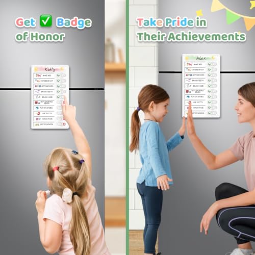 Image of Upgraded Slider Dry Erase Chore Chart for Kids Multiple Kids, Whiteboard Magnetic Morning /Bedtime Routine Chart for Kid Toddlers Teens Adult, Visual Schedule for Kid with Autism