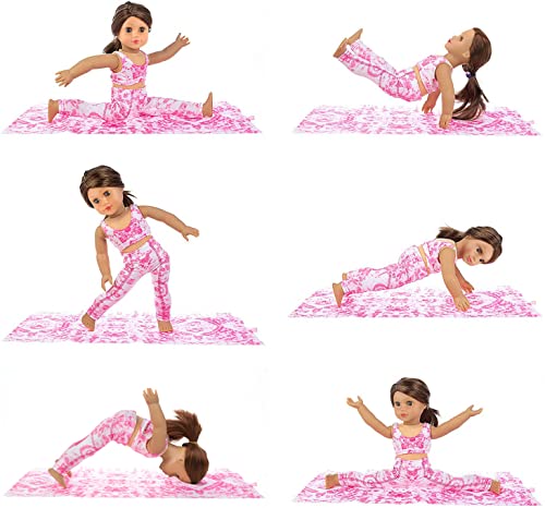 ZITA ELEMENT American 18 Inch Girl Doll Yoga Pilates Clothes Set for 18 Inch Doll Yoga Pilates Clothes Outfits Set 3 Items Included 1 Pcs Yoga Mat, 1 Set of Yoga Outfits and 1 Towel