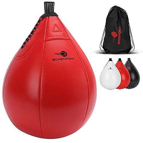 Boxing Speed Bag - PU Leather Speed Bags for Boxing - Pear Boxing Speedbags for Boxing - PU Leather Speedbag Boxing Set with Carry Bag - MMA Training Speedball Reflex Ball Boxing Equipment Speedpunch