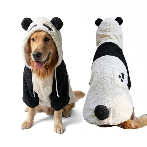 Halloween Large Dog Panda Costume Outfits Winter Warm Pet Jacket Coat Funny Clothes for Medium Large Dog Labrador Husky Beagle (28 Panda)