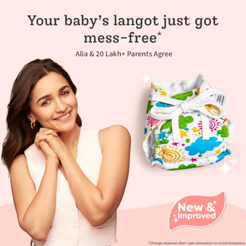 Image of SuperBottoms DryFeel Langots for Newborn Baby (5-10kg) | Reusable Cotton Baby Cloth Nappies with 99% Pure Water Baby Wipes (40 Wipes), Gentle & Alcohol-Free