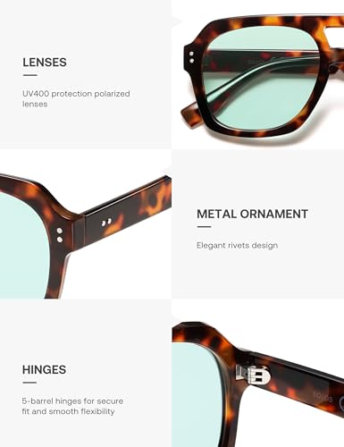 Image of SOJOS Retro Thick Polarized Aviator Sunglasses for Women Men, Large Trendy Bold Square Pilot Shades SJ2385