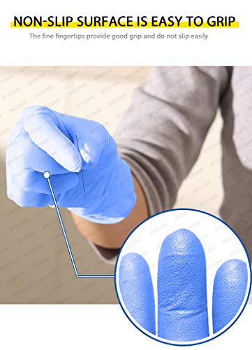 10 PCS Household Cleaning Gloves Blue, Anzoee Dishwashing Gloves Washing Gloves with Textured Fingertips Food Service Powder Free Gloves - Thumbnail 2
