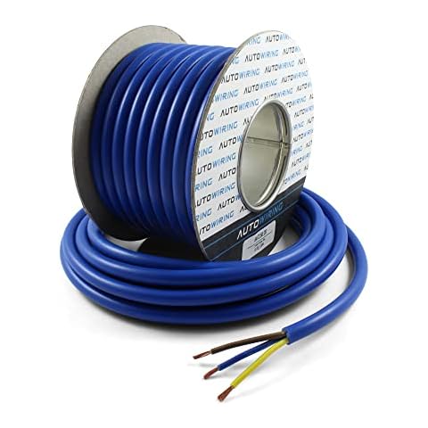 Autowiring Arctic Grade Blue Flex 3183A 2.5mm2 3 Core Outdoors Heavy Duty 25AMP 240V Mains PVC Cable Wire (5 Metre) Cover