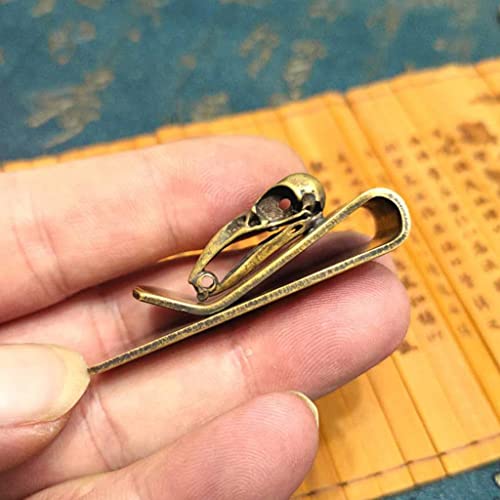 Brass Moneyclip for Men, Retro Bird Skull Money Clip, Portable Money Clip, Ideas Ticket Holder, 5.2*2cm(2.04*0.78in)4