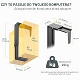 Uchwyt na PC Pod Biurko Regulowany Wysokość i Szerokość, Uchwyt na Obudowę Komputera Mid i Full Tower, Uchwyt Komputerowy 38–67 cm Wysokość, 21–33 cm Szerokość, do 25 kg
