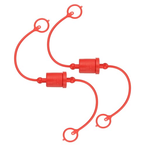 Image of PATIKIL 3 /8 inch ISO-A Hydraulic Coupler Male Dust Cap and Female Plug Cover, Set of 2 Rubber Quick Disconnects Port Plug Cover Fittings Red Cap with Retention Ring