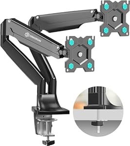 ONKRON Monitor Halterung 2 Monitore für 13-32 Zoll Bildschirm bis 9 kg (x2), dual Monitor Arm schwenkbar drehbar, Bildschirmhalterung VESA 75x75-100x100, Monitorhalterung Gasdruckfeder Schwarz G200-B