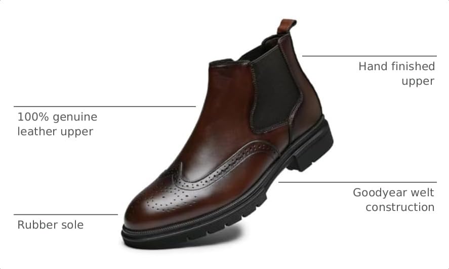 Image of Arkbird Men's Dress Boots Genuine Leather Ankle Boot for Men Classic Casual Oxford Style Footwear