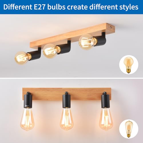 Plafonnier spots led intérieur noir mat avec trois douilles E27 - 7