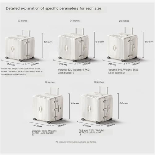 Suitcase All-aluminum Magnesium Alloy Trolley Case, Swivel Wheel Silent Suitcase, Strong And Durable Password Suitcase Suitcase Tags(Bianca,26in)2